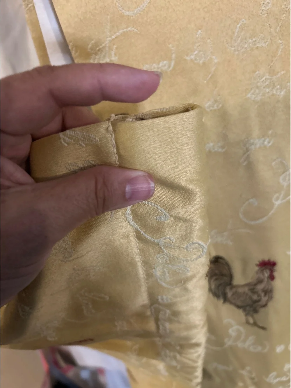 Yellow Rooster Patterned curtain Fully Lined White 25